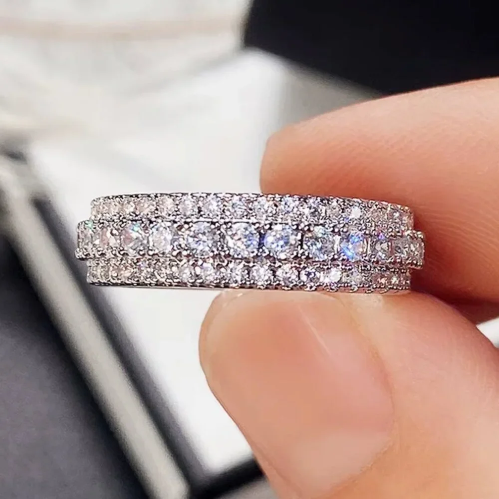 NEW 14k White Gold Pave Diamond Ring Band